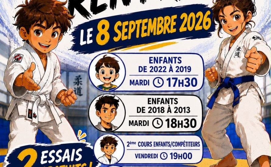C'est la Rentrée - Reprise des cours de Judo à partir du 8 Septembre